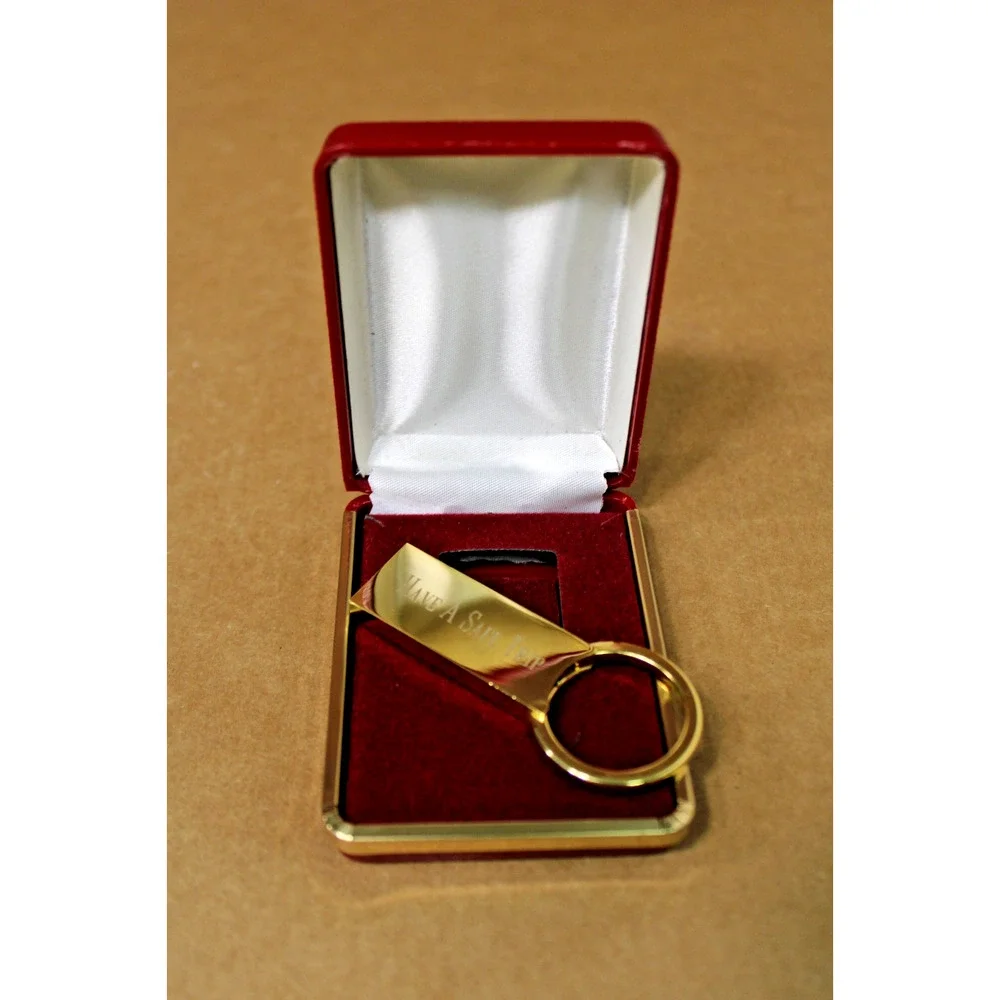 Engravable Gold Metal Keychain, Gift Boxed, 